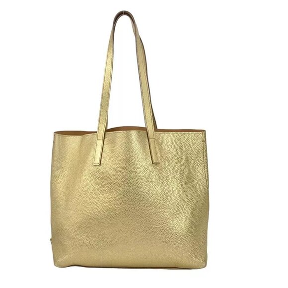 Auth PRADA Shoulder Bag Tote Bag Gold Leather/Goldtone - Picture 1 of 14